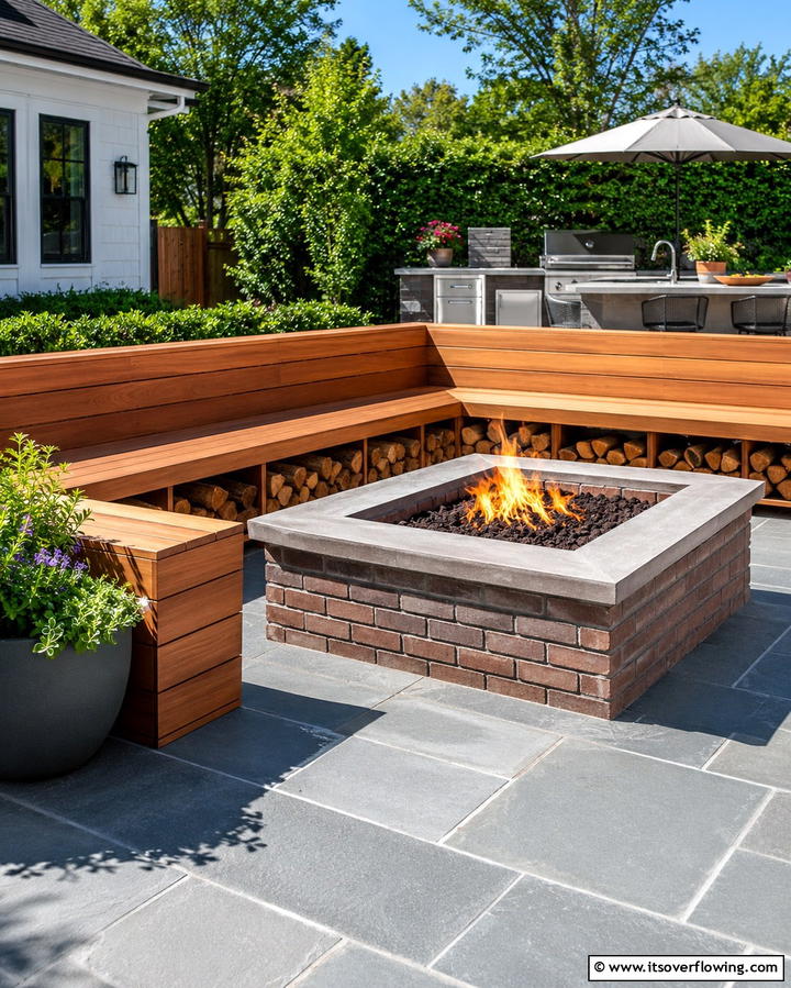 Built In Bench with Storage - 25 Fire Pit Seating Ideas to Enhance Your Outdoor Space