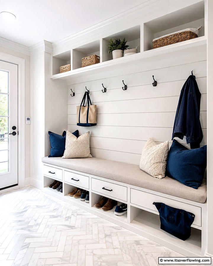 Built In Bench with Storage - 25 Entryway Closet Ideas to Maximize Storage and Style
