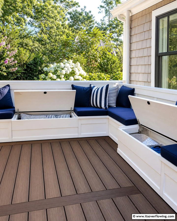 Built In Benches with Storage - 25 Small Deck Ideas to Maximize Your Outdoor Living Space