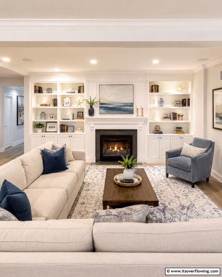 Built In Bookshelf Surround - 25 Cozy Basement Fireplace Ideas for Warm Gatherings