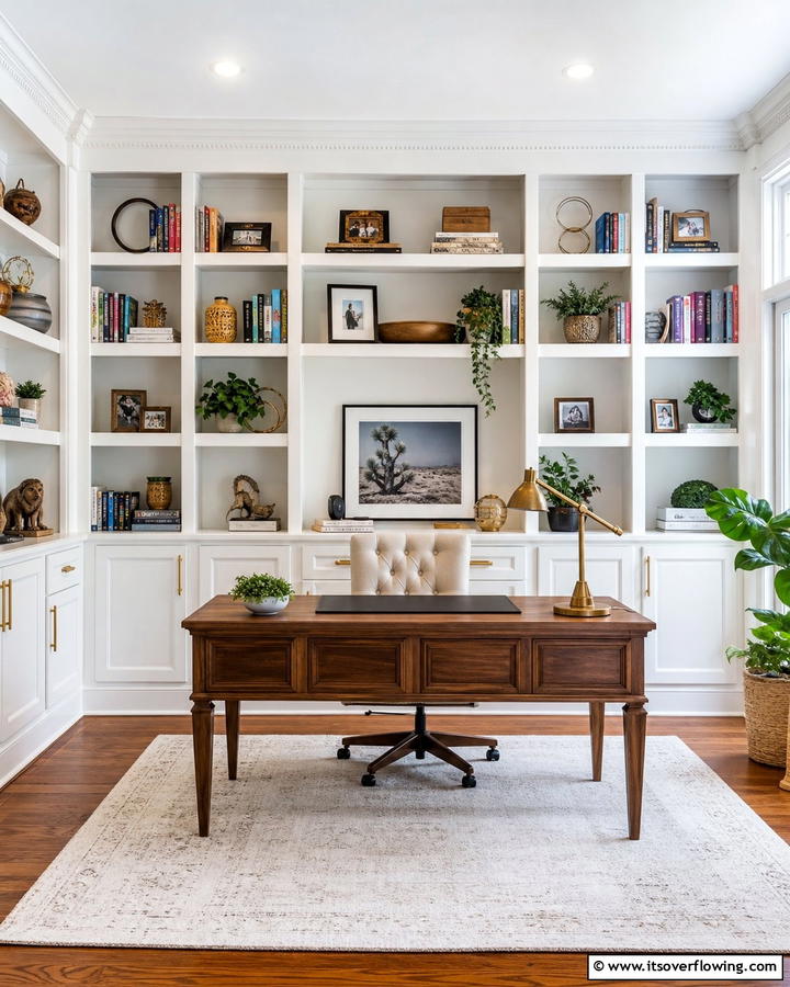 Built In Bookshelves - 20 Home Office Background Ideas for Professional Vibes