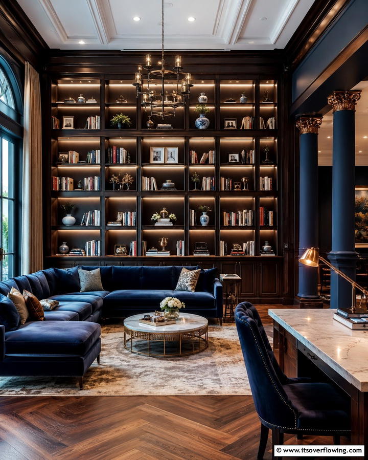 Built In Bookshelves - 25 Mansion Living Room Ideas for Luxurious Spaces