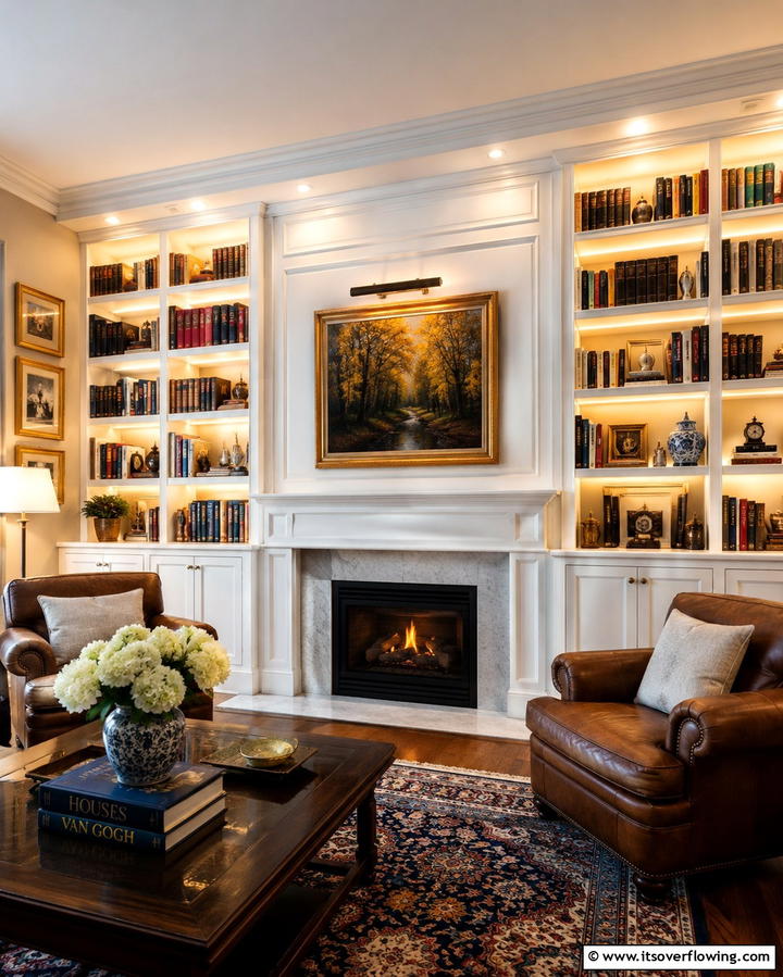 Built In Bookshelves - 30 Living Room Furniture Layout Ideas for Optimal Flow