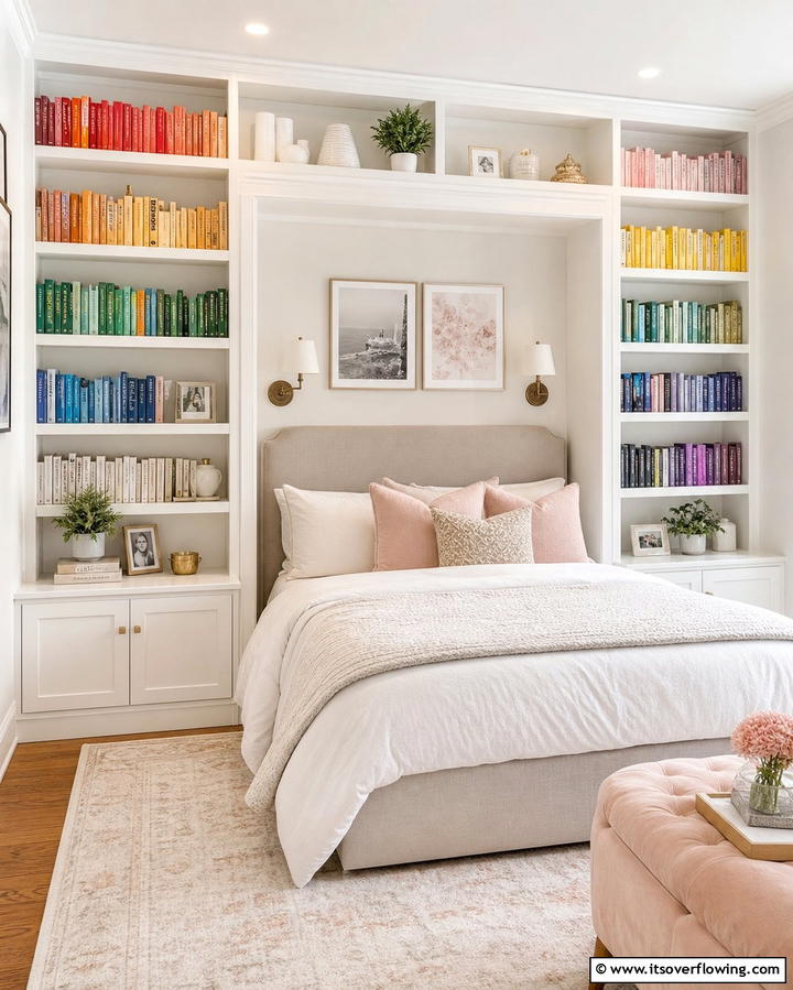 Built In Bookshelves for Functionality - 25 Bedroom Ideas for Women to Reflect Personal Style
