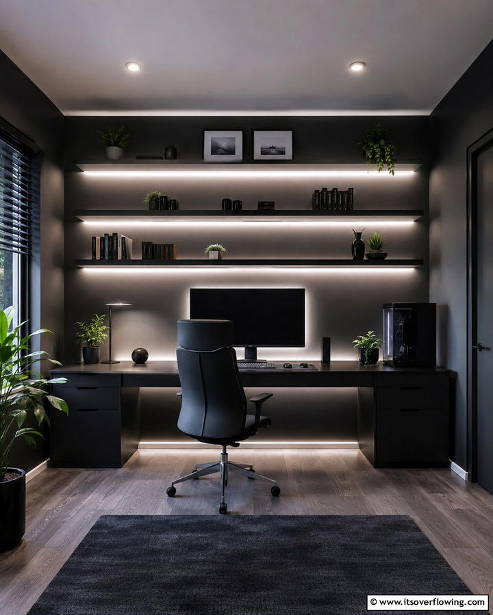 Built In BookshelvesOne - 30 Moody Dark Home Office Designs for a Productive Workspace