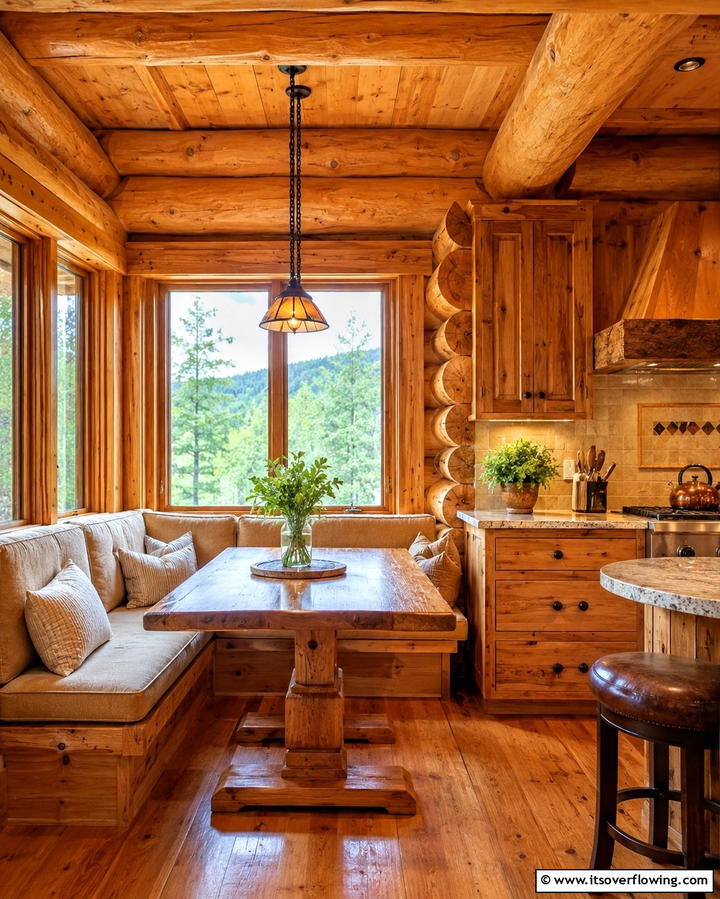 Built In Breakfast Nook for Cozy Mornings - 25 Log Cabin Kitchen Design Ideas for a Rustic Look