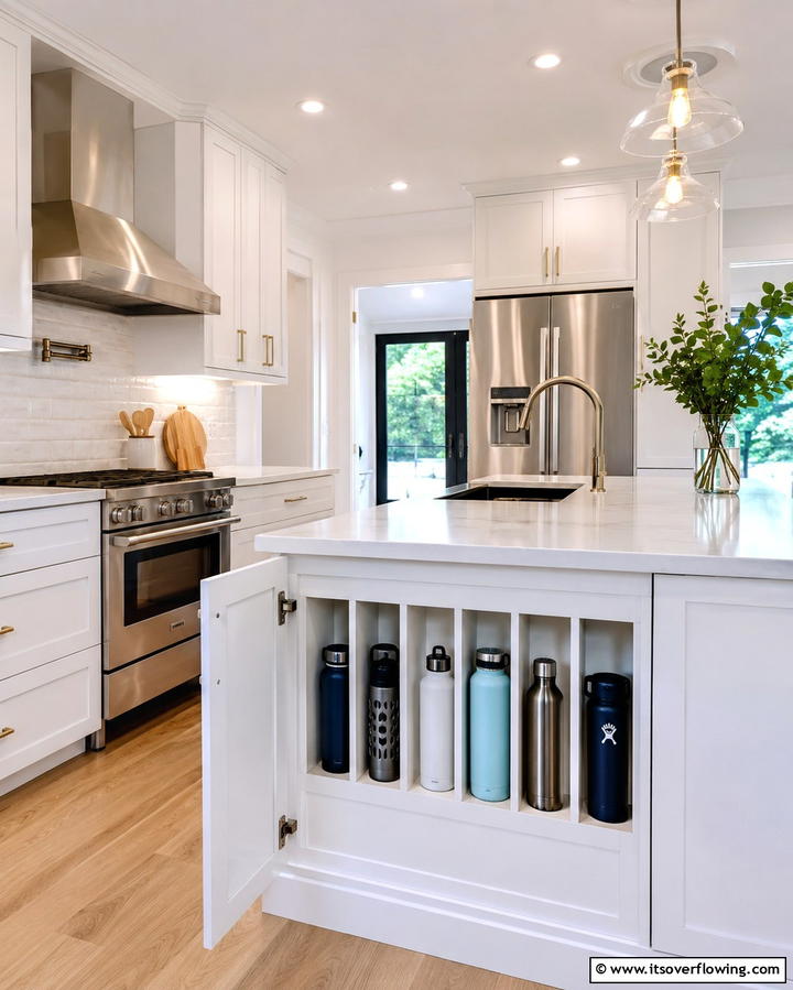 Built In Cabinet Compartments - 20 Clever Water Bottle Storage Ideas for a Clutter-Free Home