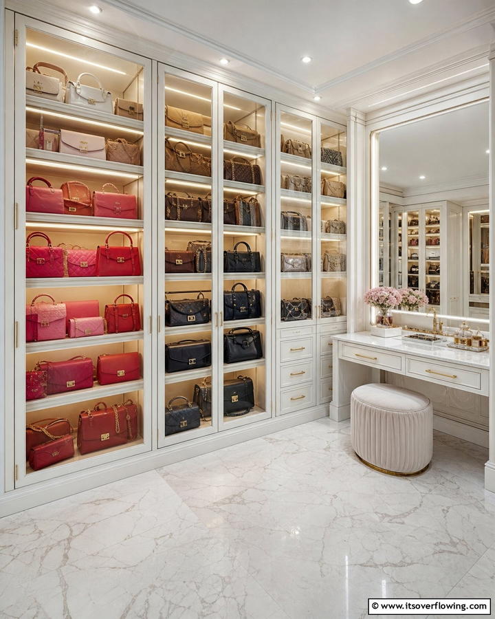 Built In Cabinet Storage - 17 Purse Storage Ideas for Organized Closets and Entryways