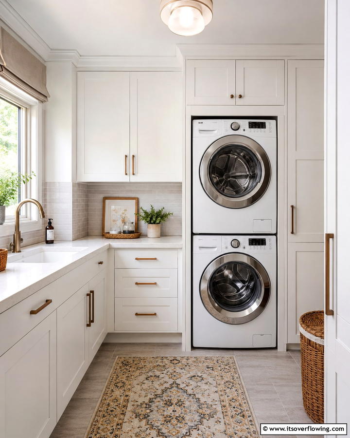 Built In Cabinetry for a Seamless Look - 20 Stackable Laundry Room Ideas for Small Spaces