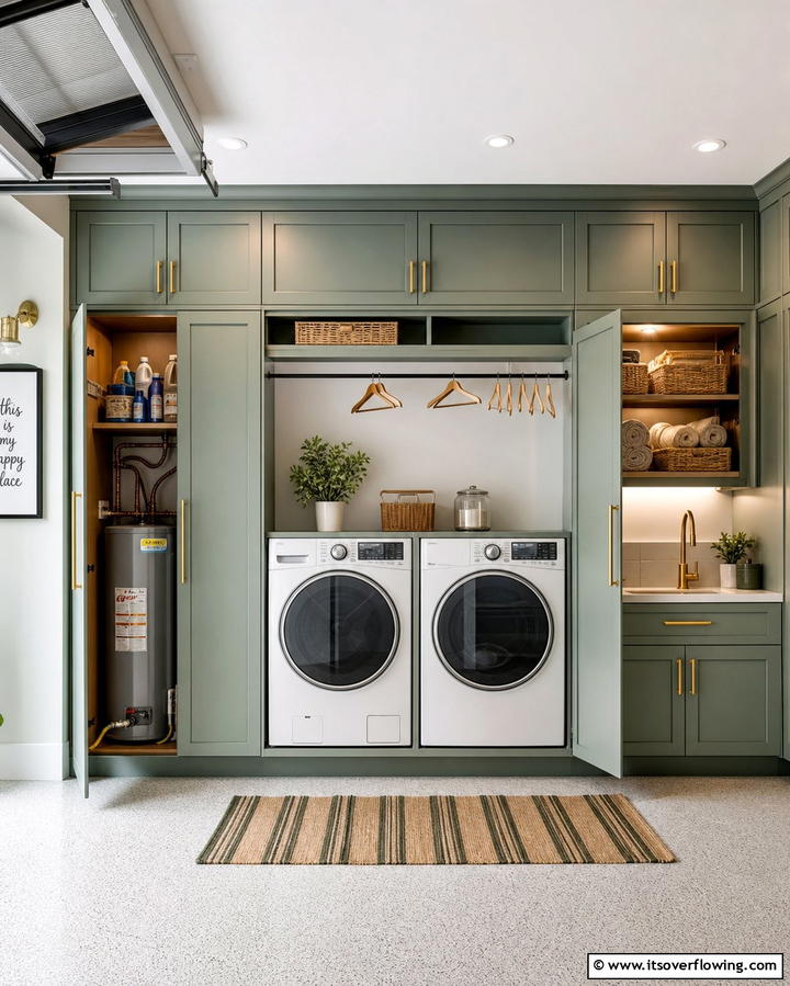 Built In Cabinets - 25 Functional Garage Laundry Room Combo Ideas