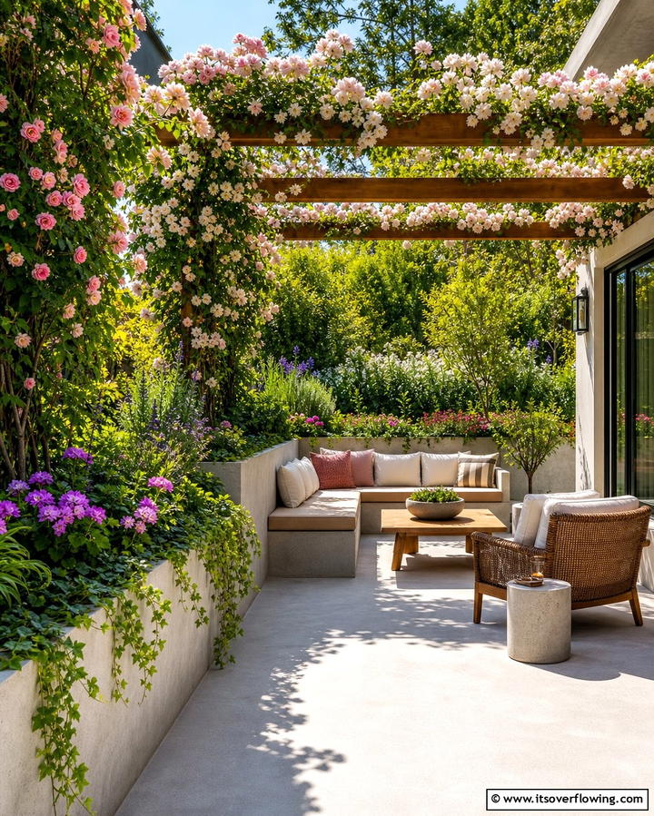 Built In Concrete Planters - 25 Concrete Patio Ideas on a Budget for Affordable Style