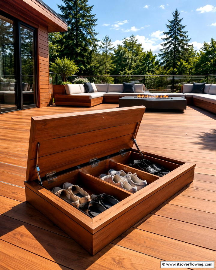 Built In Deck Storage - 25 Outdoor Shoe Storage Ideas for Organized Spaces