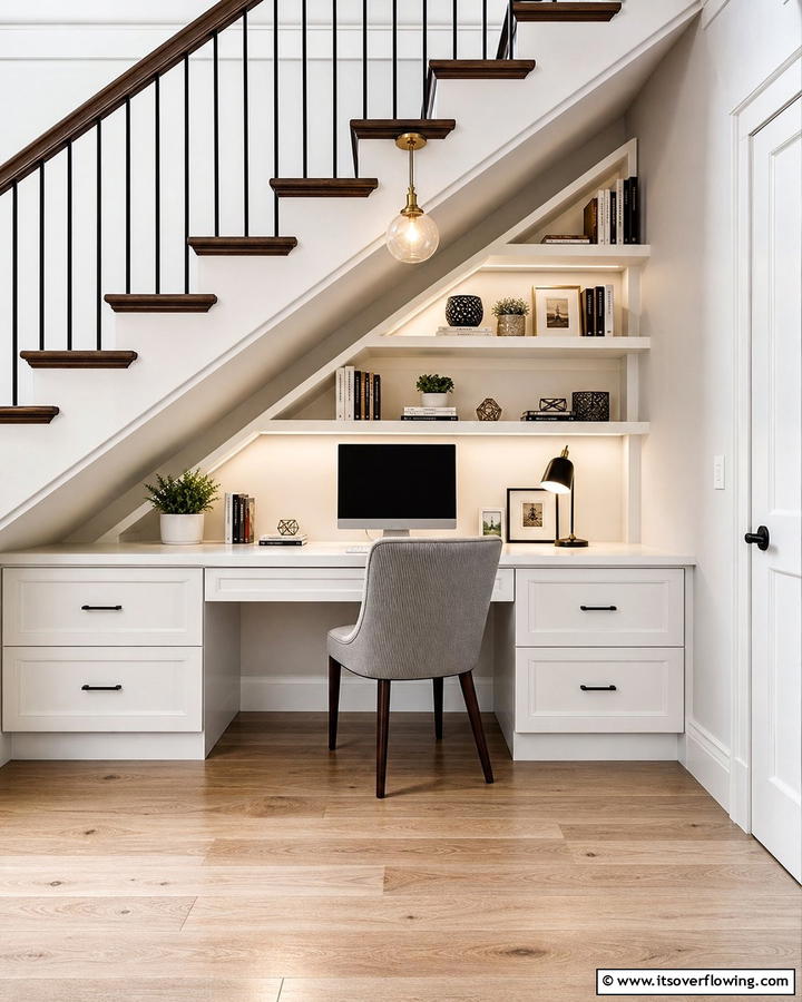 Built In Desk Under the Stairs - 25 Stylish Built-in Desk Ideas for Your Home Office