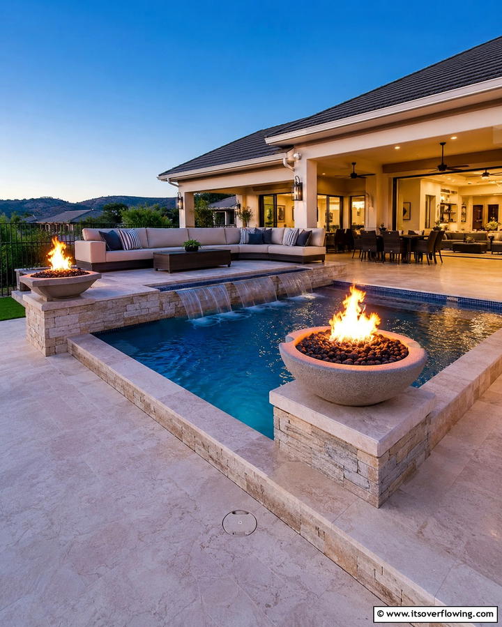 Built In Fire Features - 25 Spool Pool Ideas for Compact Backyard Spaces