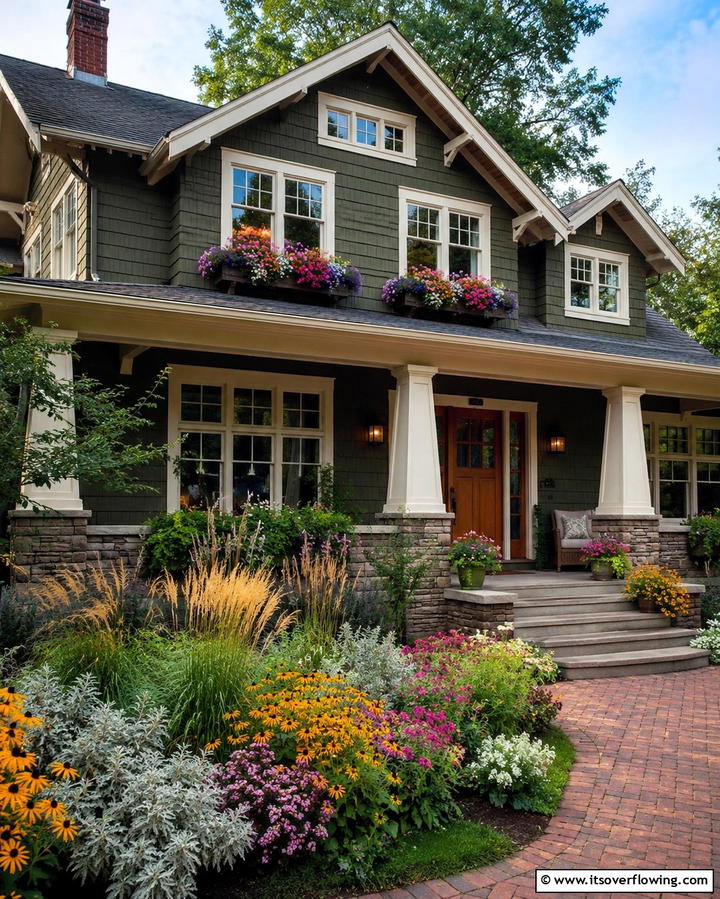 Built In Flower Boxes - 25 Craftsman Style House Exterior Ideas for Curb Appeal