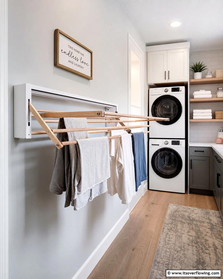 Built In Fold Down Drying Rack - 21 Laundry Room Storage Ideas for Clutter-Free Efficiency