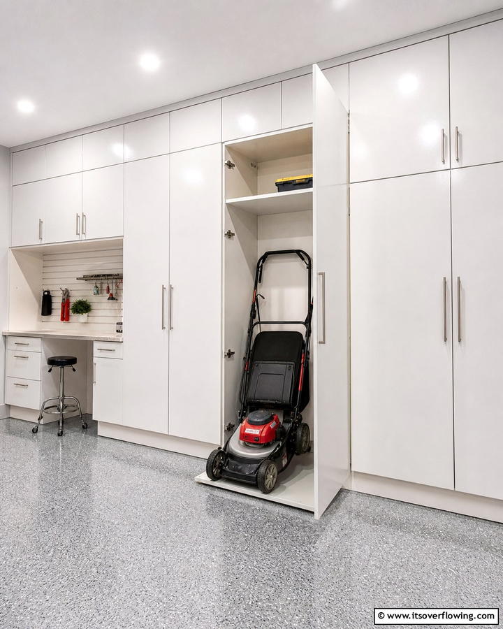 Built In Garage Cabinets - 20 Smart Lawn Mower Storage Ideas for Your Garden