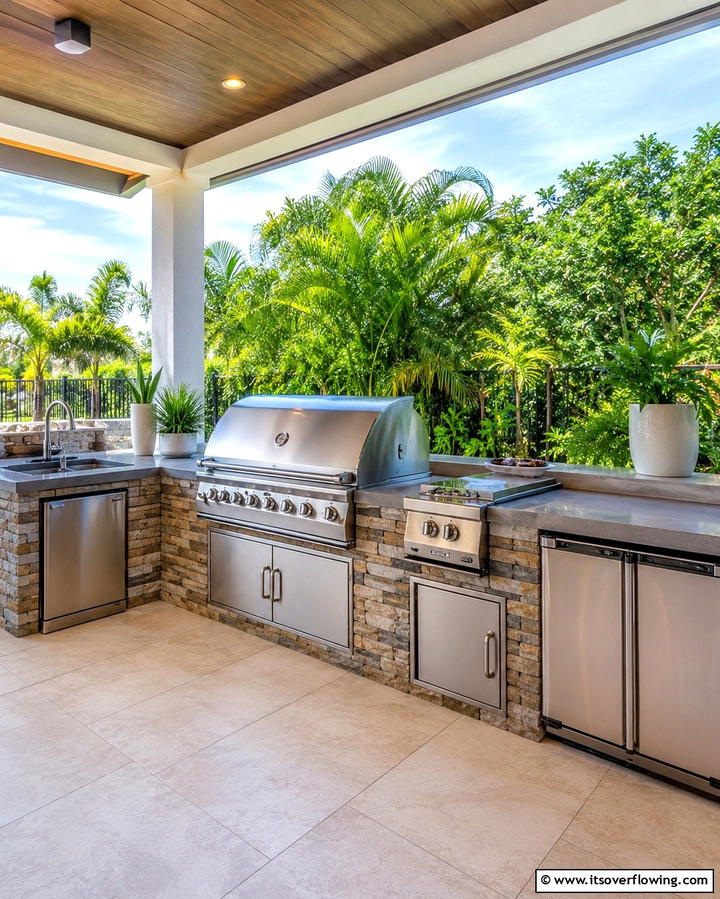 Built In Grill Station - 20 Stylish Lanai Kitchen Ideas for Indoor-Outdoor Living
