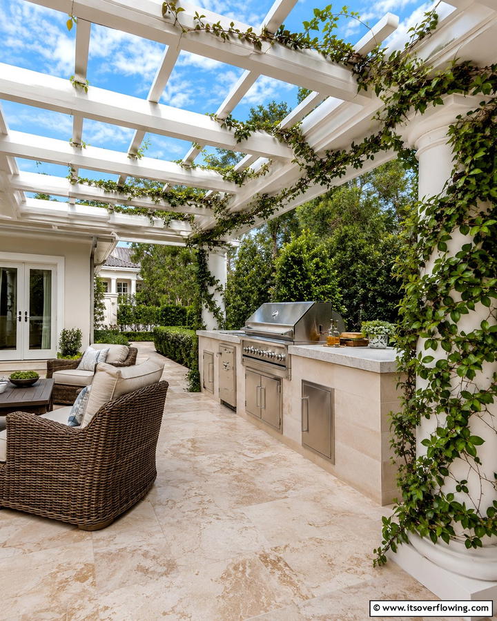Built In Grill with Pergola - 25 Grill Station Ideas for the Ultimate Outdoor Cooking Space