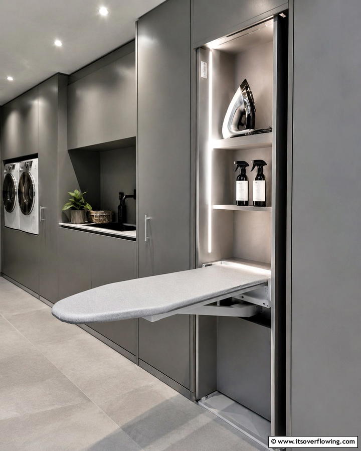 Built In Ironing Board with Shelving - 25 Creative Laundry Room Shelving Ideas for Organization