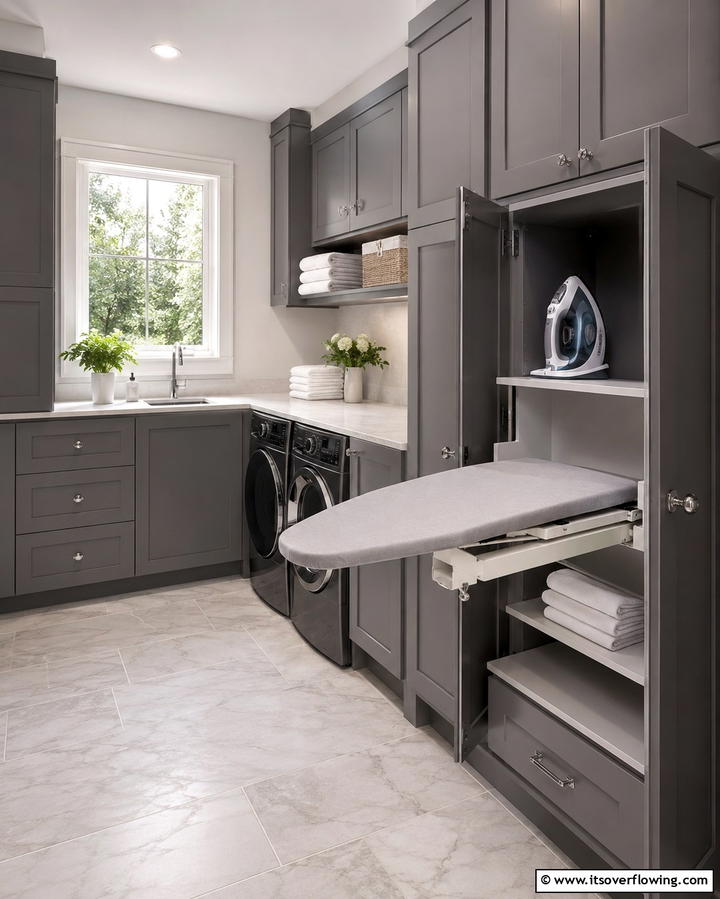 Built In Ironing Station - 25 Modern Laundry Room Ideas for a Functional Space