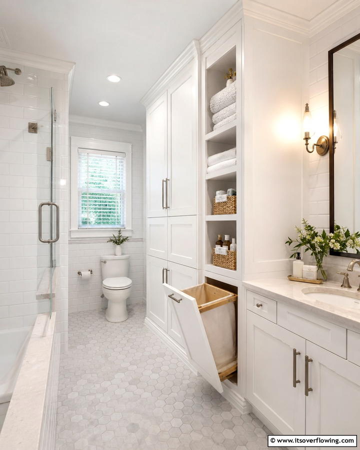 Built In Laundry Hamper - 25 Bathroom Closet Ideas to Maximize Storage and Style