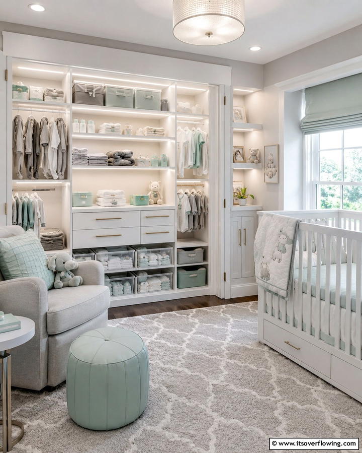 Built In Lighting for Better Visibility - 25 Nursery Closet Ideas for Organized Baby Spaces