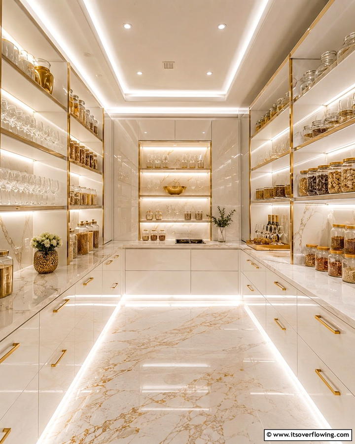 Built In Lighting for Better Visibility - 25 Small Pantry Ideas to Maximize Your Storage Space