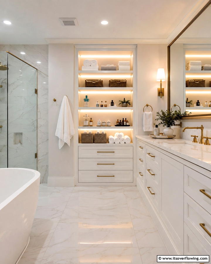 Built In Lighting for Better Visibility - 25 Bathroom Closet Ideas to Maximize Storage and Style