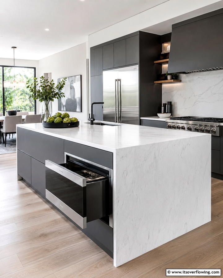 Built In Microwave Drawer - 25 Smart Kitchen Island Storage Ideas for Organized Kitchens