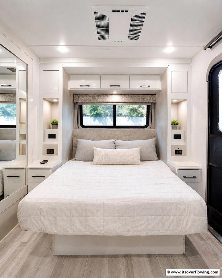 Built In Nightstands - 25 RV Bedroom Ideas to Maximize Comfort on the Road