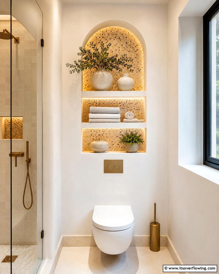 Built In Nooks Above the Toilet - 25 Over Toilet Storage Ideas for Small Bathrooms
