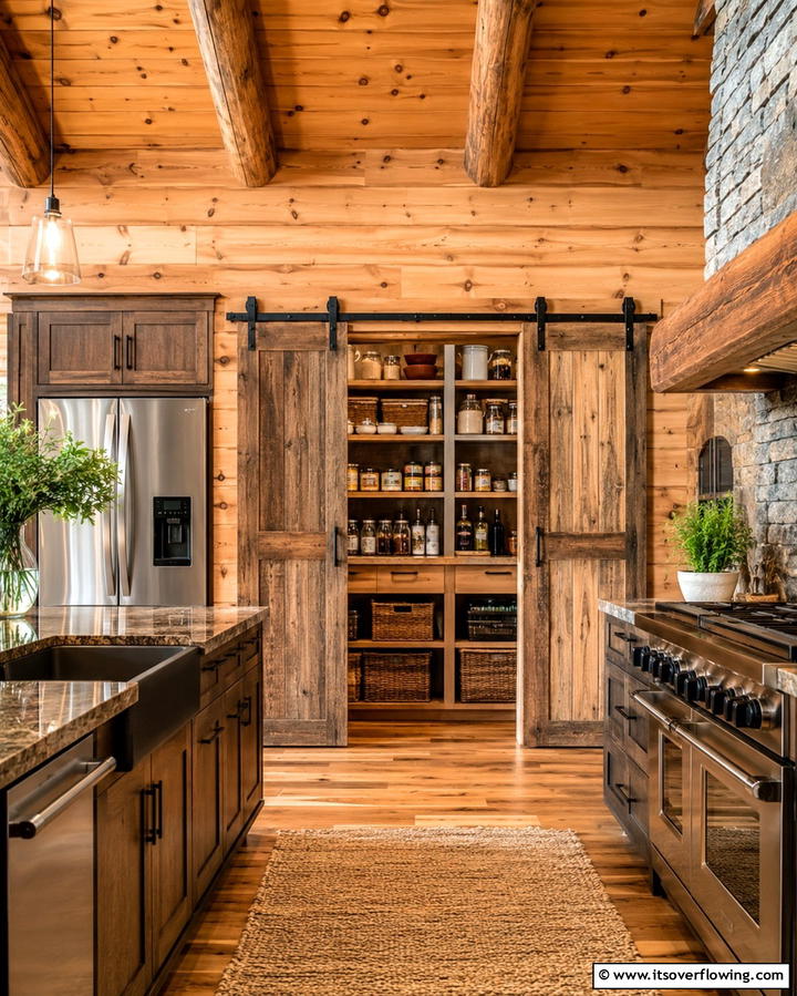 Built In Pantry for Seamless Storage - 25 Log Cabin Kitchen Design Ideas for a Rustic Look