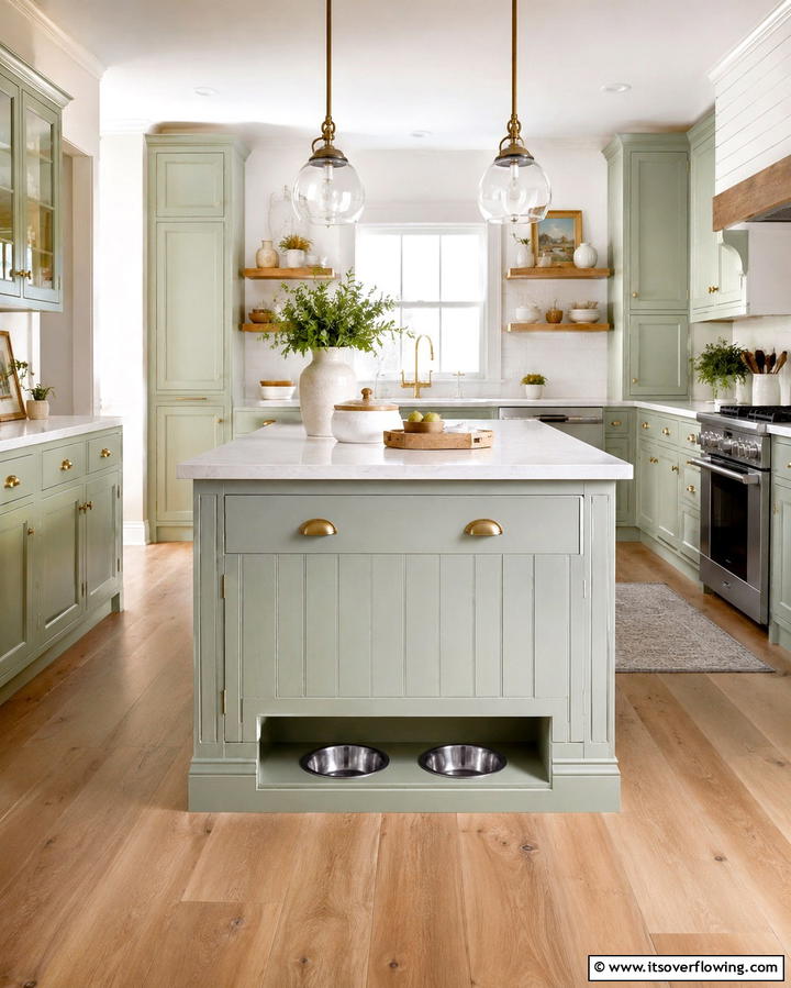 Built In Pet Feeding Station - 25 Smart Kitchen Island Storage Ideas for Organized Kitchens