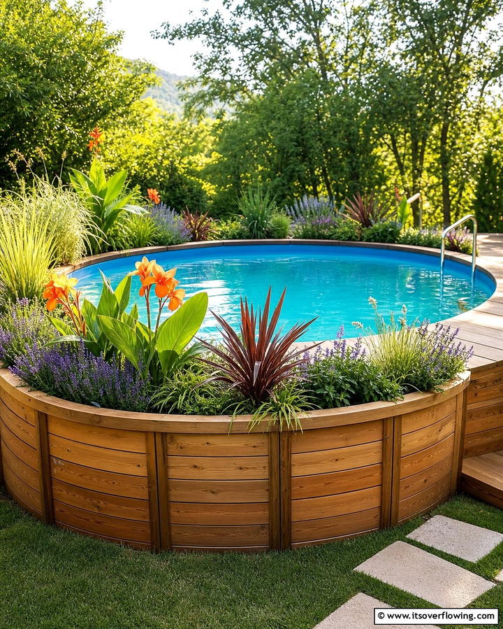 Built In Planters Around the Pool - 25 Creative Above Ground Pool Ideas for Your Backyard