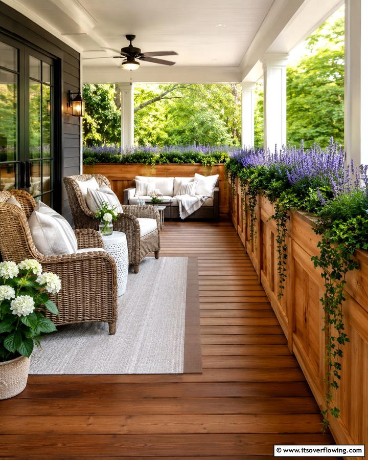 Built In Planters for Greenery - 25 Three Season Porch Ideas for Year-Round Enjoyment