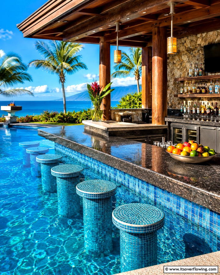 Built In Pool Bar - 25 Pool Patio Ideas for a Relaxing Outdoor Space