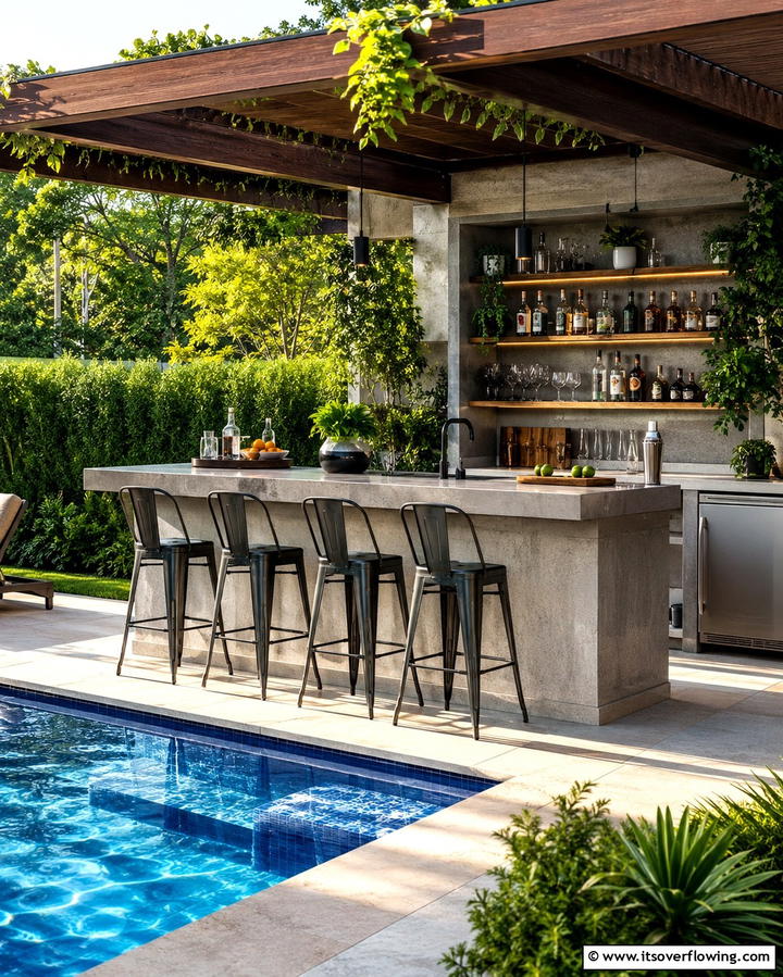 Built In Poolside Bar - 25 Pool Patio Ideas for a Relaxing Outdoor Space
