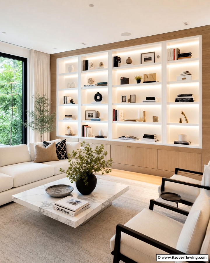 Built In Recessed Lighting for a Seamless Look - 20 Bookshelf Lighting Ideas- Illuminate Your Collection