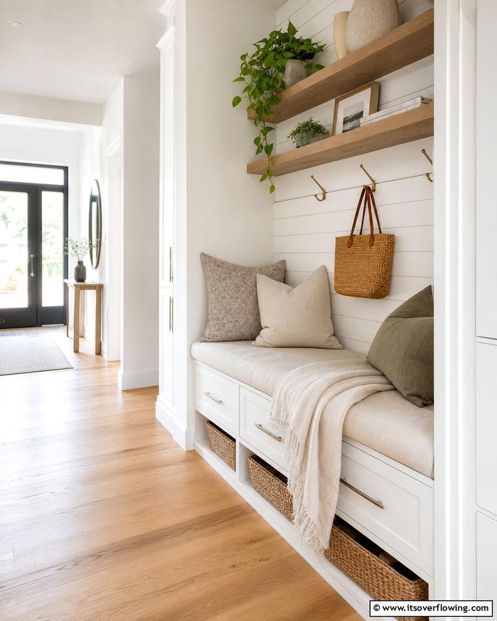 Built In Seating Nook - 20 Scandinavian Entryway Ideas for a Minimalist Look