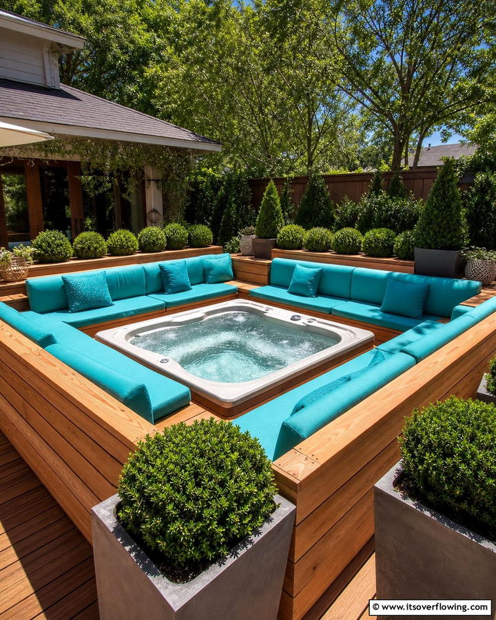 Built In Seating Surround - 25 Relaxing Hot Tub Decor Ideas for Your Backyard