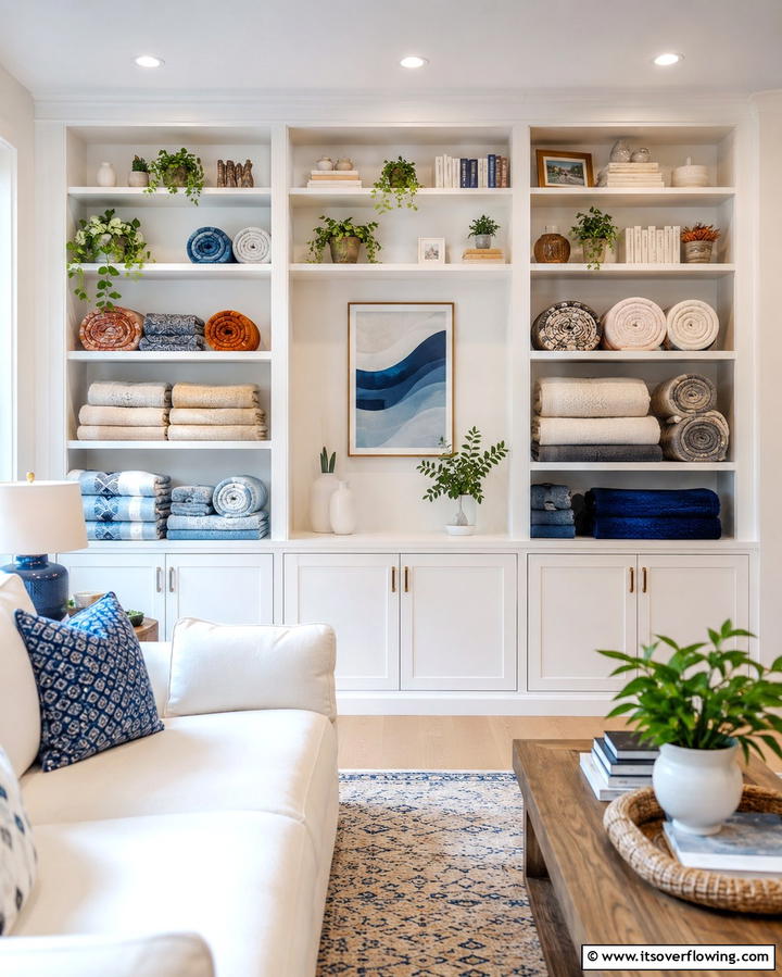 Built In Shelves - 25 Creative Blanket Storage Ideas for Cozy Homes