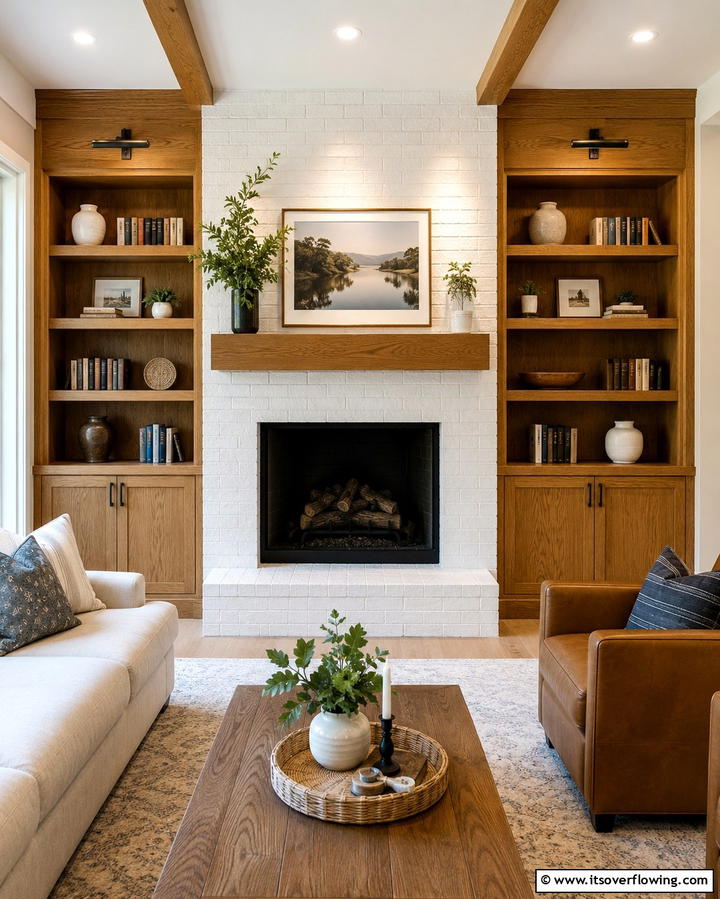 Built In Shelving - 30 Fireplace Wall Ideas to Transform Your Living Space