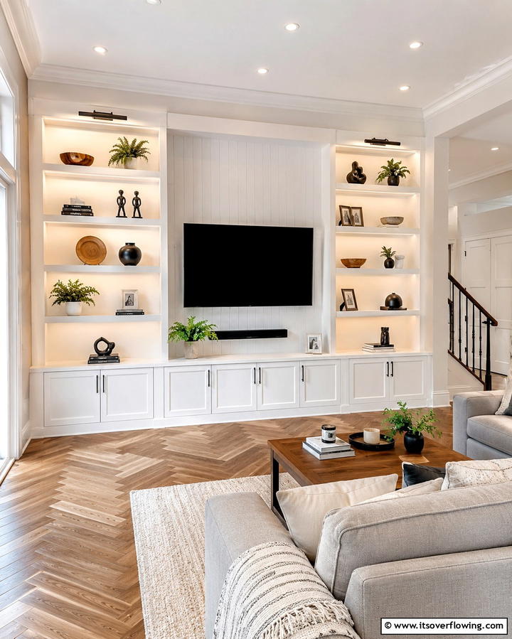 Built In Shelving - 20 TV Accent Wall Ideas to Enhance Your Space