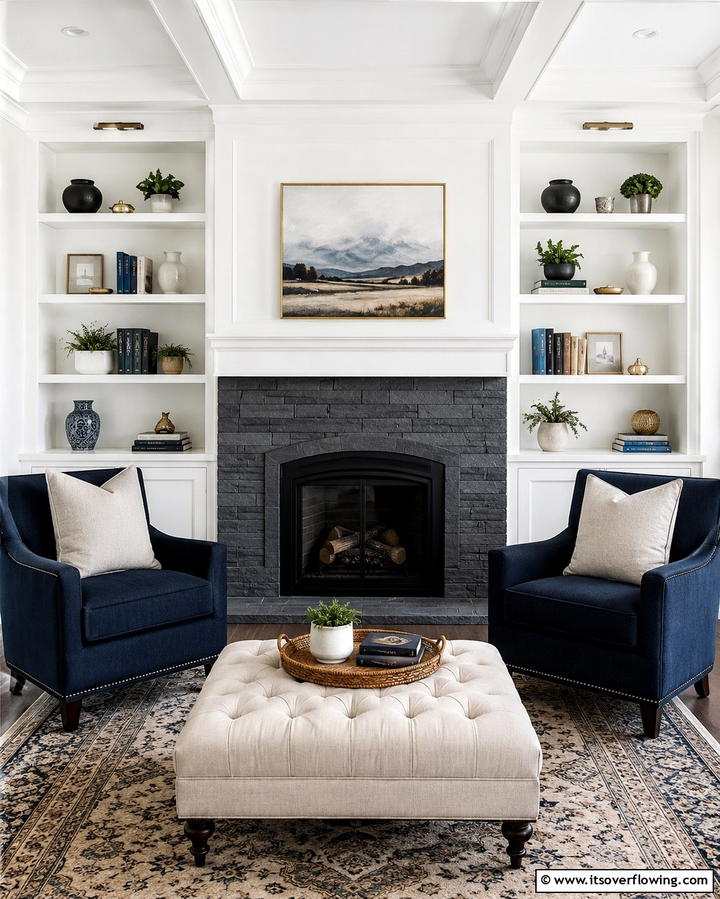 Built In Shelving - 25 Fireplace Accent Wall Ideas for a Stunning Focal Point