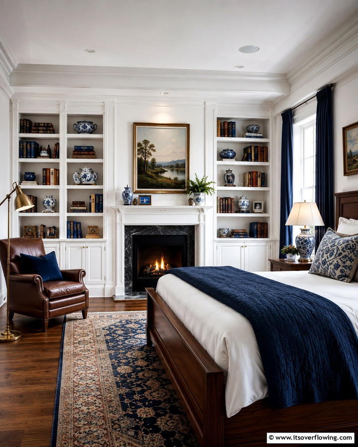 Built In Shelving Around the Fireplace - 30 Bedroom Fireplace Ideas for Cozy Warmth & Ambiance