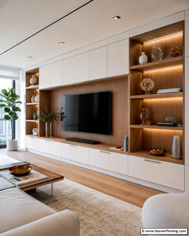 Built In Shelving Brilliance - 30 Space-Saving Condo Living Room Ideas for Urban Dwellers