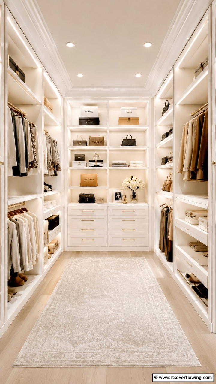 Built In Shelving Oasis - 30 Dressing Room Ideas for Organized Luxury