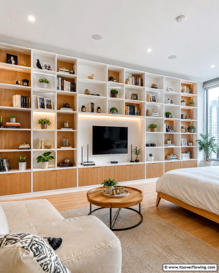 Built In Shelving Solutions - 30 Studio Apartment Ideas to Maximize Small Space Efficiency