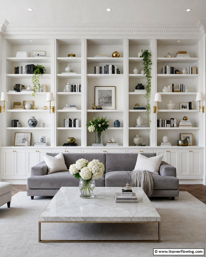 Built In Shelving Units - 20 Parlor Room Ideas to Revitalize Your Living Space